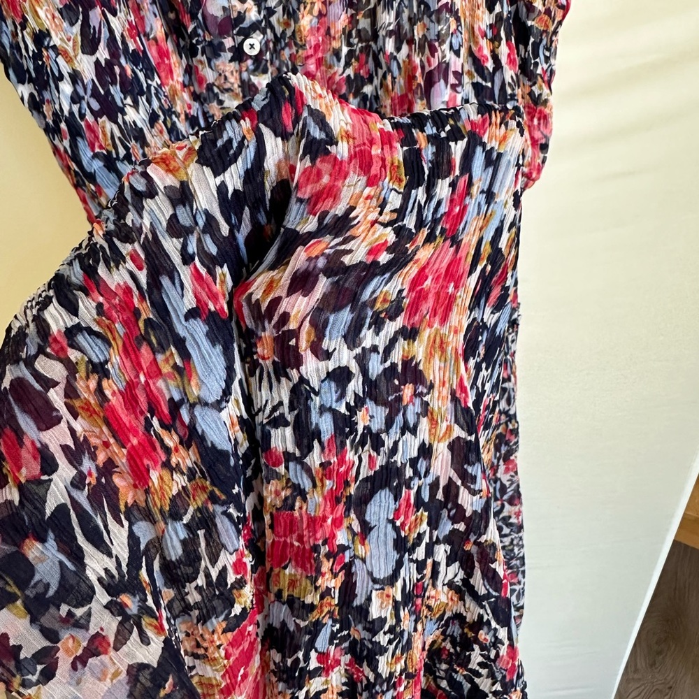 Sundance Flutter Sleeve Cupro Knee Length Button Floral Dress, size L - Picture 5 of 6